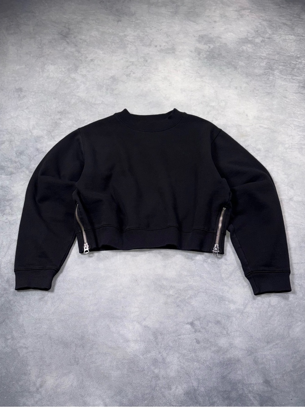 ACNE STUDIOS BIRD FL Black Cropped Avantgarde Y2K Zip Sweatshirt RRP600$ - Picture 4 of 15